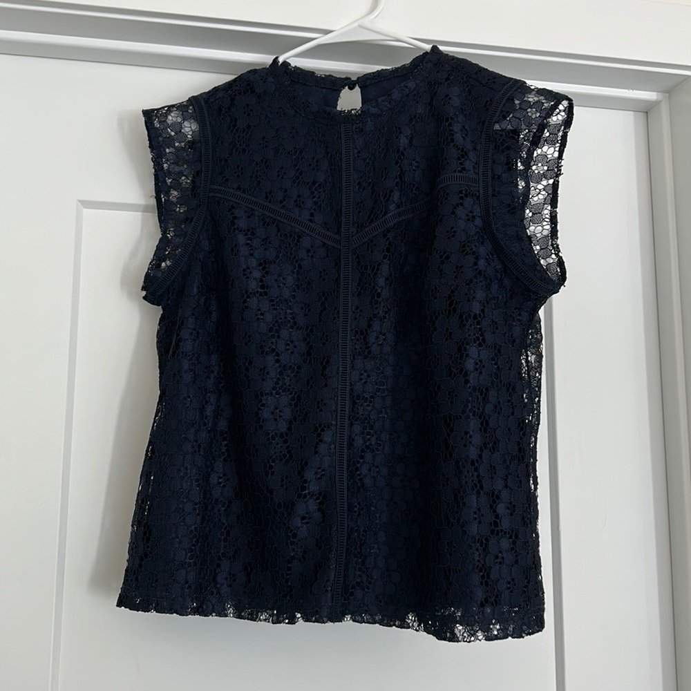 NWT Nanette Lepore Navy Lace Top